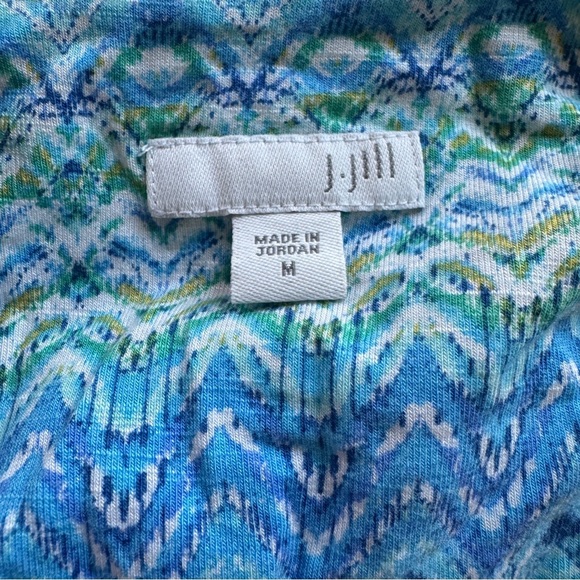 J. Jill Sleeveless Aegean Ikat Green and Blue Print Island Maxi Dress Size Med - Picture 5 of 13